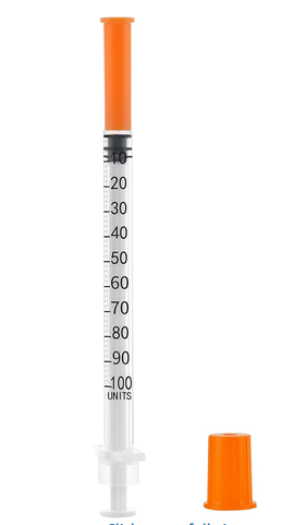 Recon or IM 1ml Syringe with 27G 1/2 Inch (12.7mm), 1cc 27 Gauge Syringes, Pack of 100